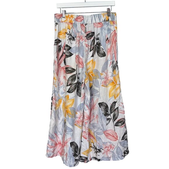 C&C California 100% Linen Tropical Floral Wide Leg Pants - Size M - Picture 3 of 5